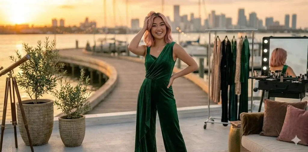 Young woman posing during birthday photoshoot