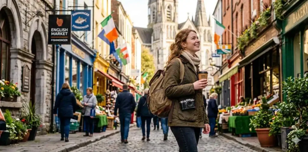 Traveler exploring Cork city streets