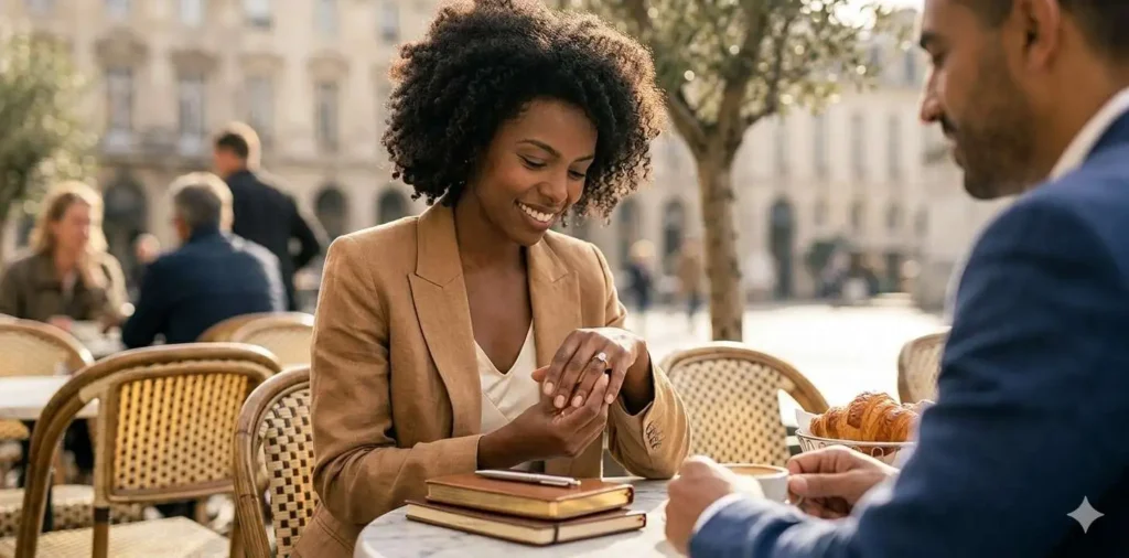 Diamond ring sparkling during romantic proposal