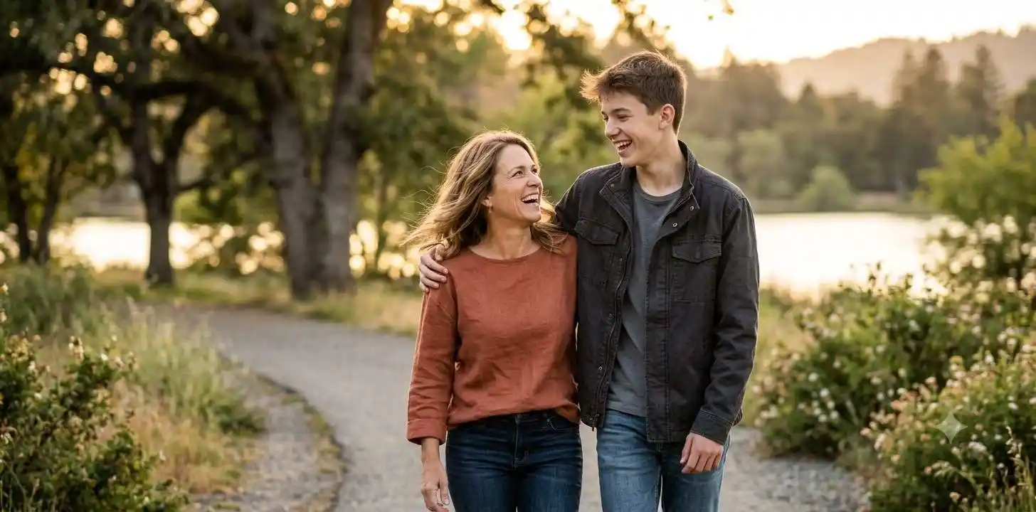 Mom and Son Caption