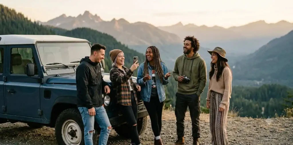 Friends laughing during a memorable outdoor gathering