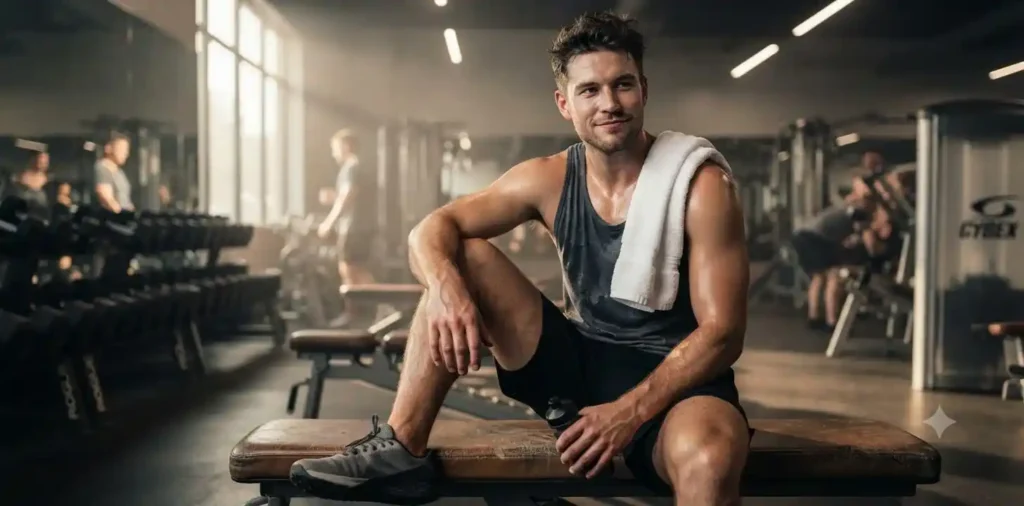 Athlete smiling after an intense workout