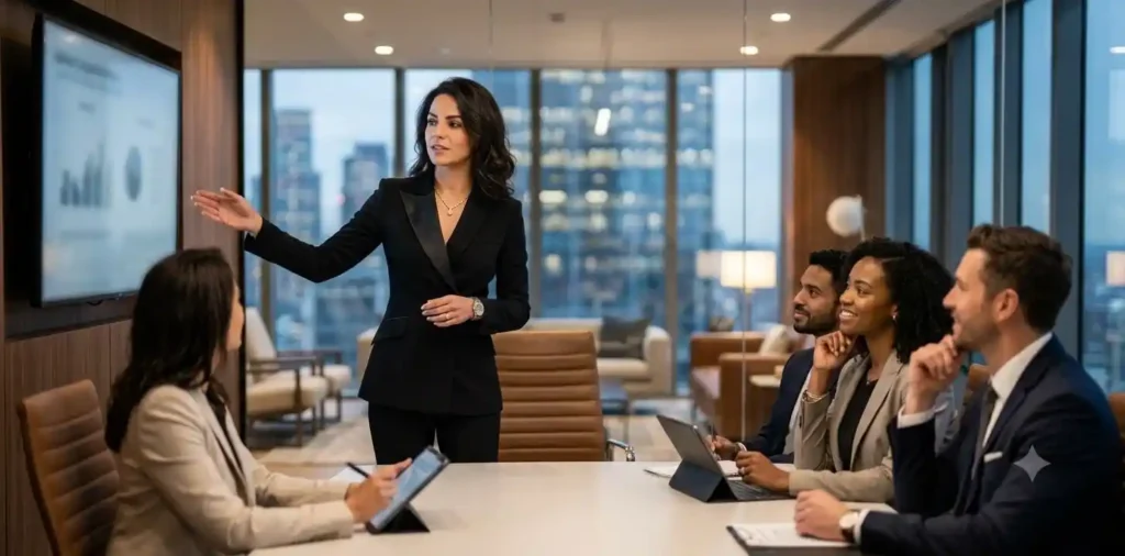 Executive woman leading a business meeting