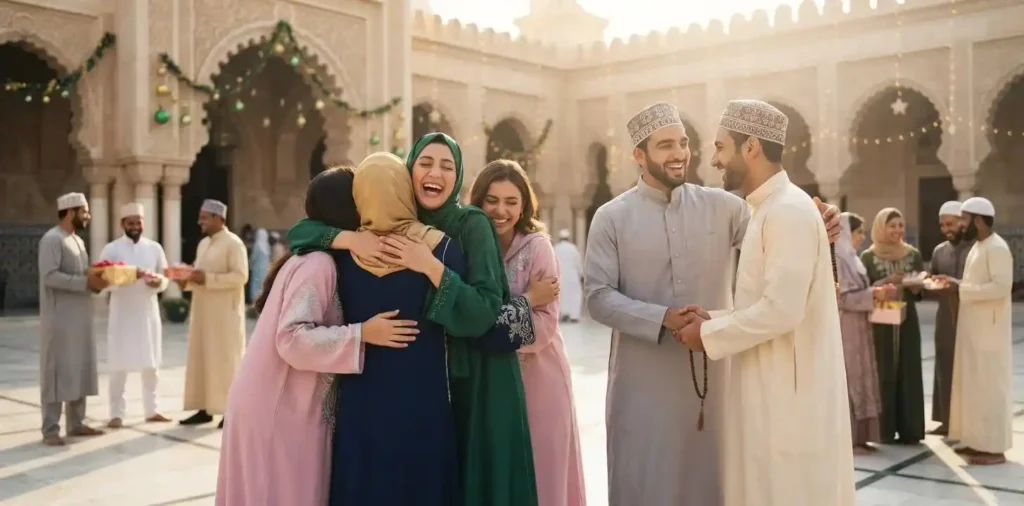 Friends celebrating Eid after Ramadan together