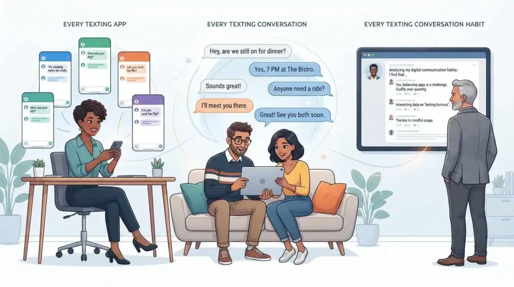Adult messaging examples showing how “every” and “texting” appear in complete sentences