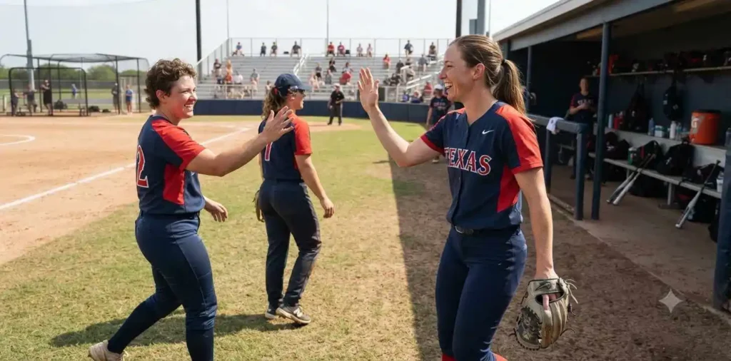 Cat Osterman celebrating on softball field