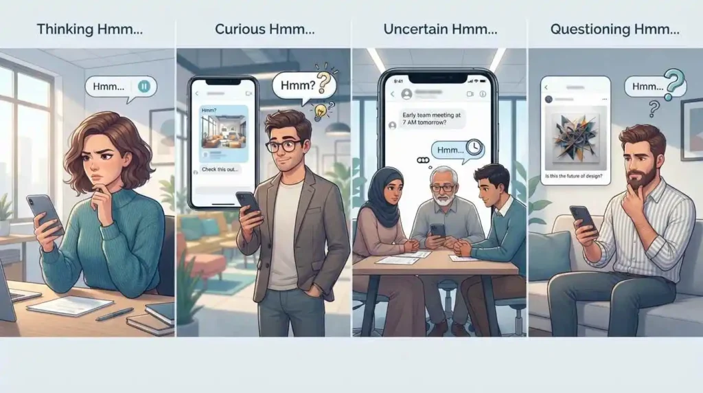 Hmmm used in different casual messaging situations