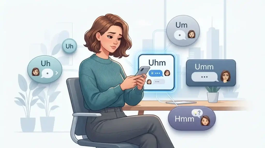 Comparison of uhm and similar hesitation expressions