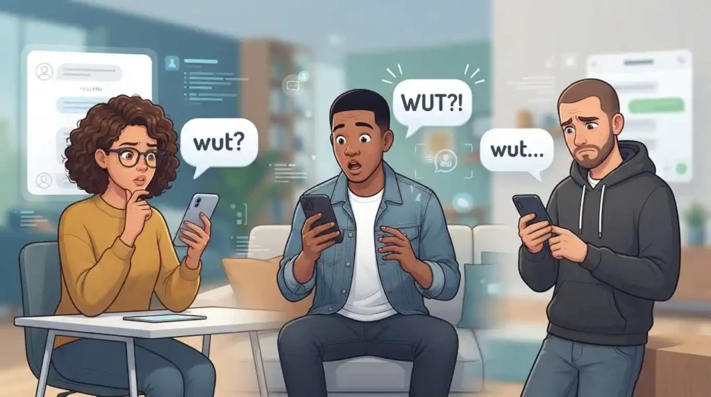 Different WUT text styles showing varied emotional tones