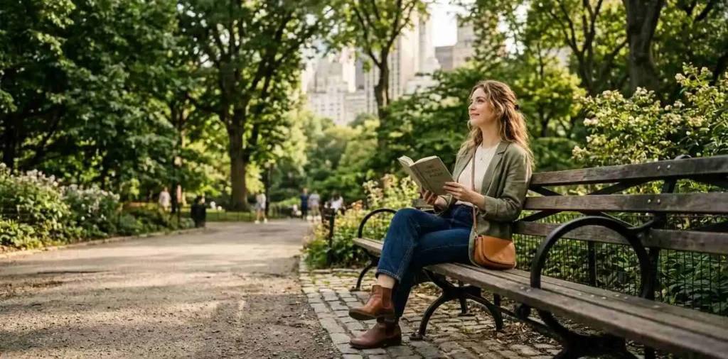 Woman enjoying a peaceful Central Park afternoon