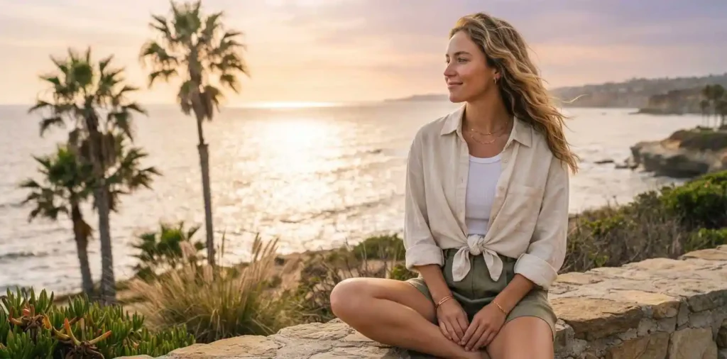 Traveler enjoying a scenic San Diego beach view