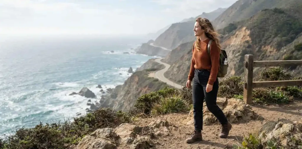 Traveler exploring the California coast