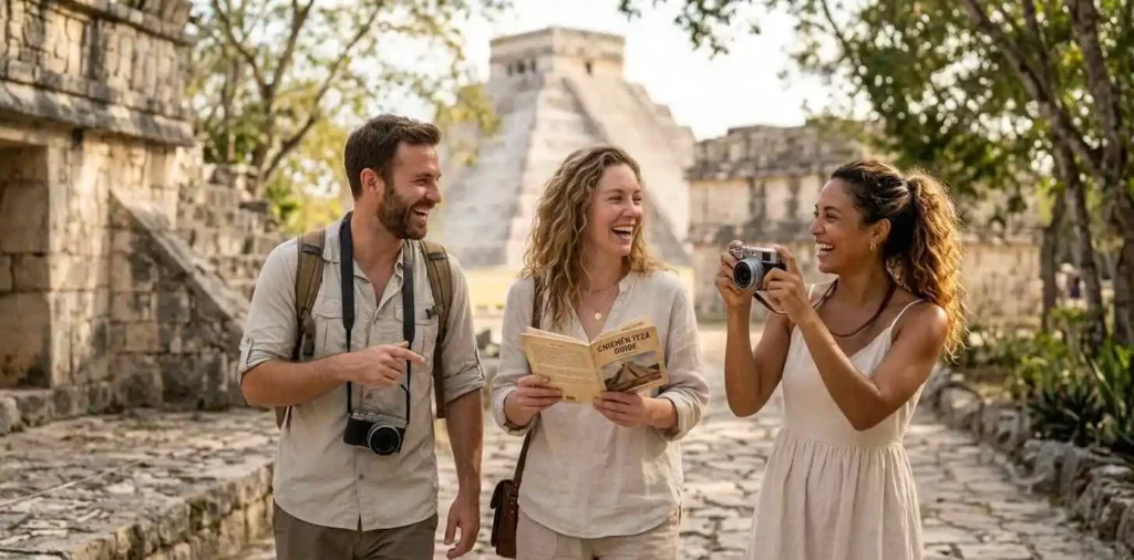 Friends exploring Chichén Itzá together