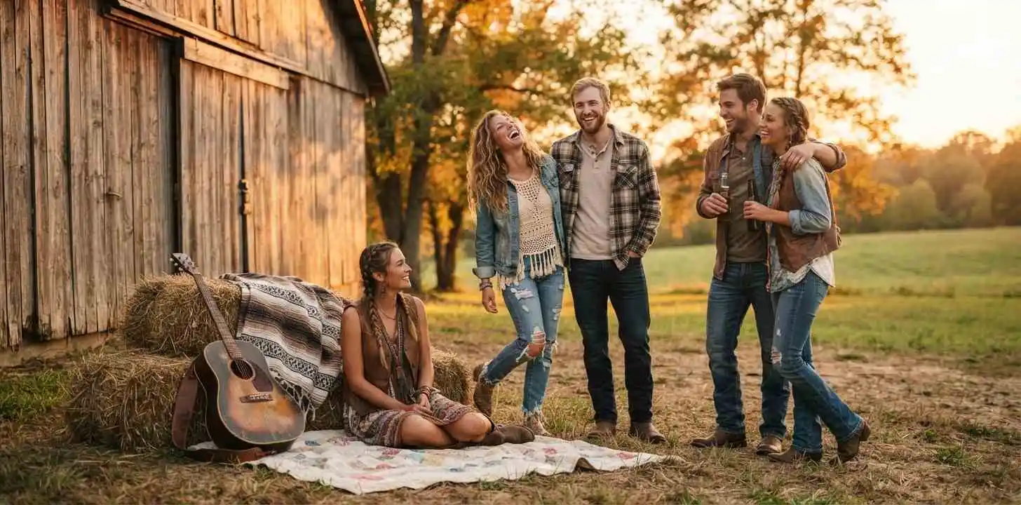 Friends enjoying country music outdoors