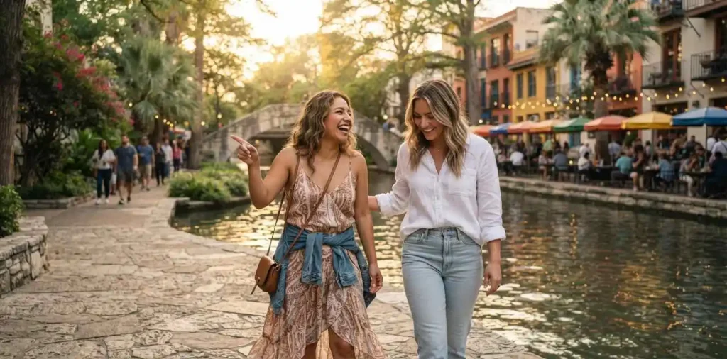 Traveler enjoying San Antonio River Walk