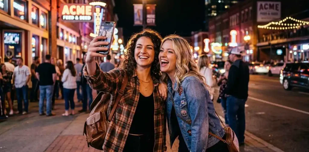 Friends taking a selfie in Nashville