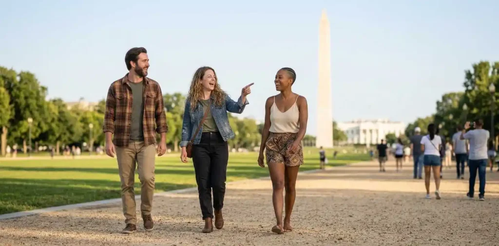 Friends exploring Washington DC landmarks