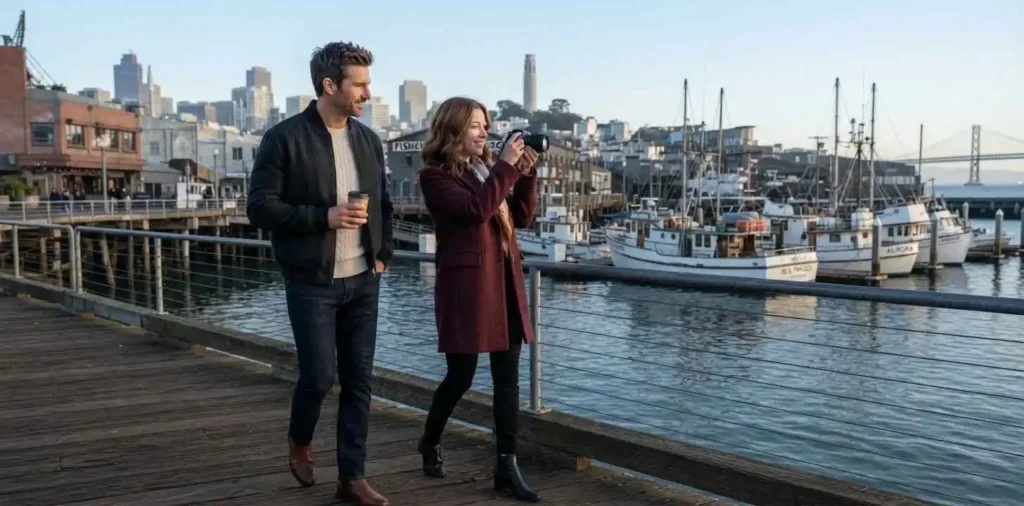 Couple enjoying San Francisco waterfront views